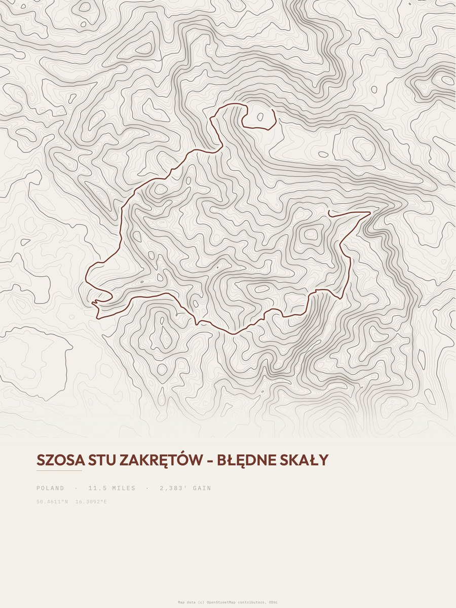 Błędne Skały topographic trail print