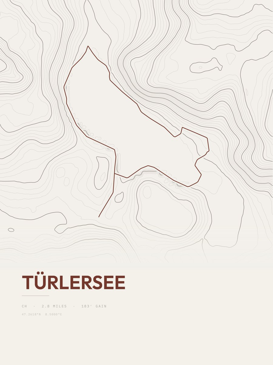 Türlersee topographic trail print