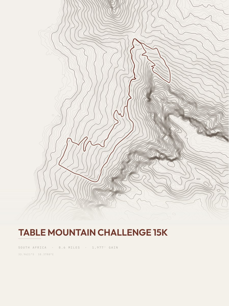 Table Mountain Challenge 15K topographic trail print