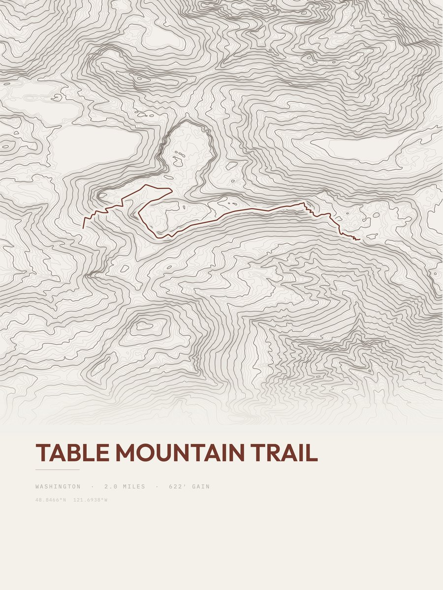 Table Mountain Trail topographic trail print