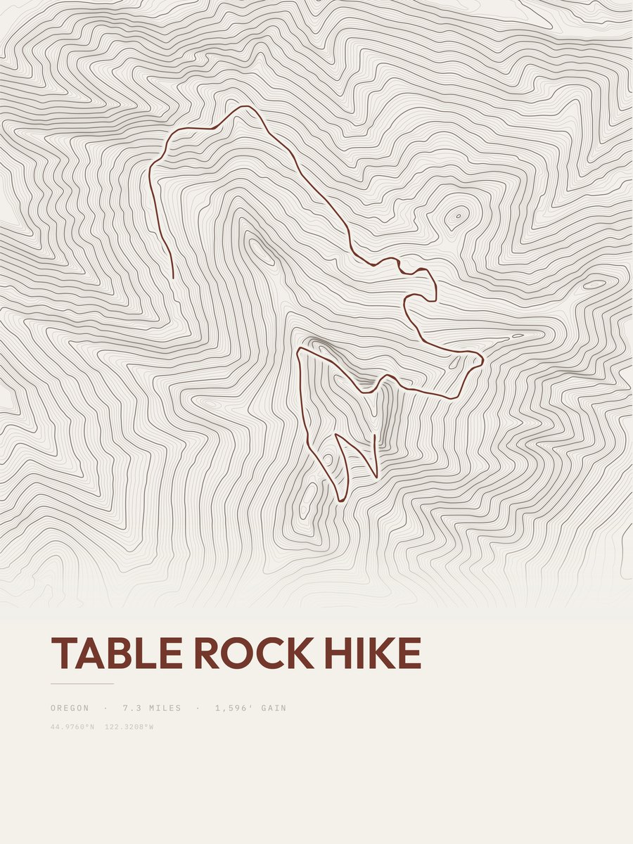 Table Rock Hike Topographic print