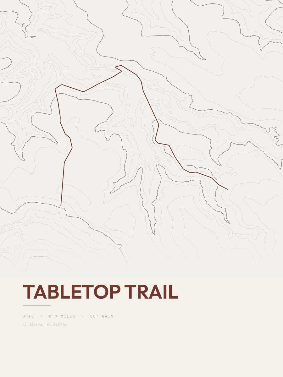 Tabletop Trail Topographic print