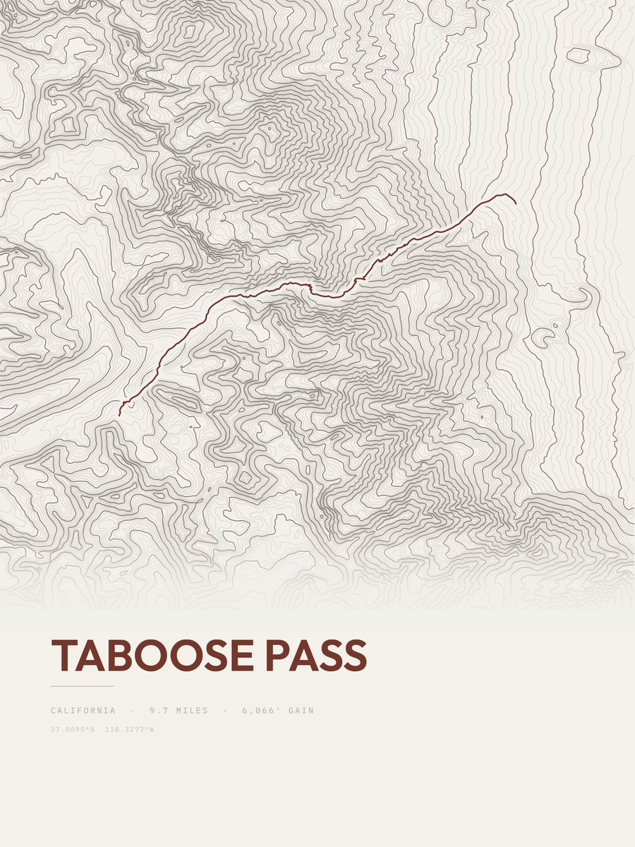 Taboose Pass Topographic print