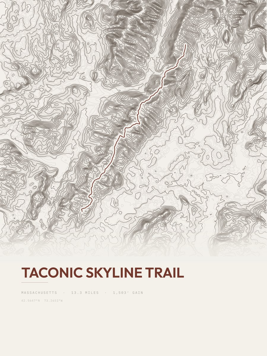 Taconic Skyline Trail topographic trail print