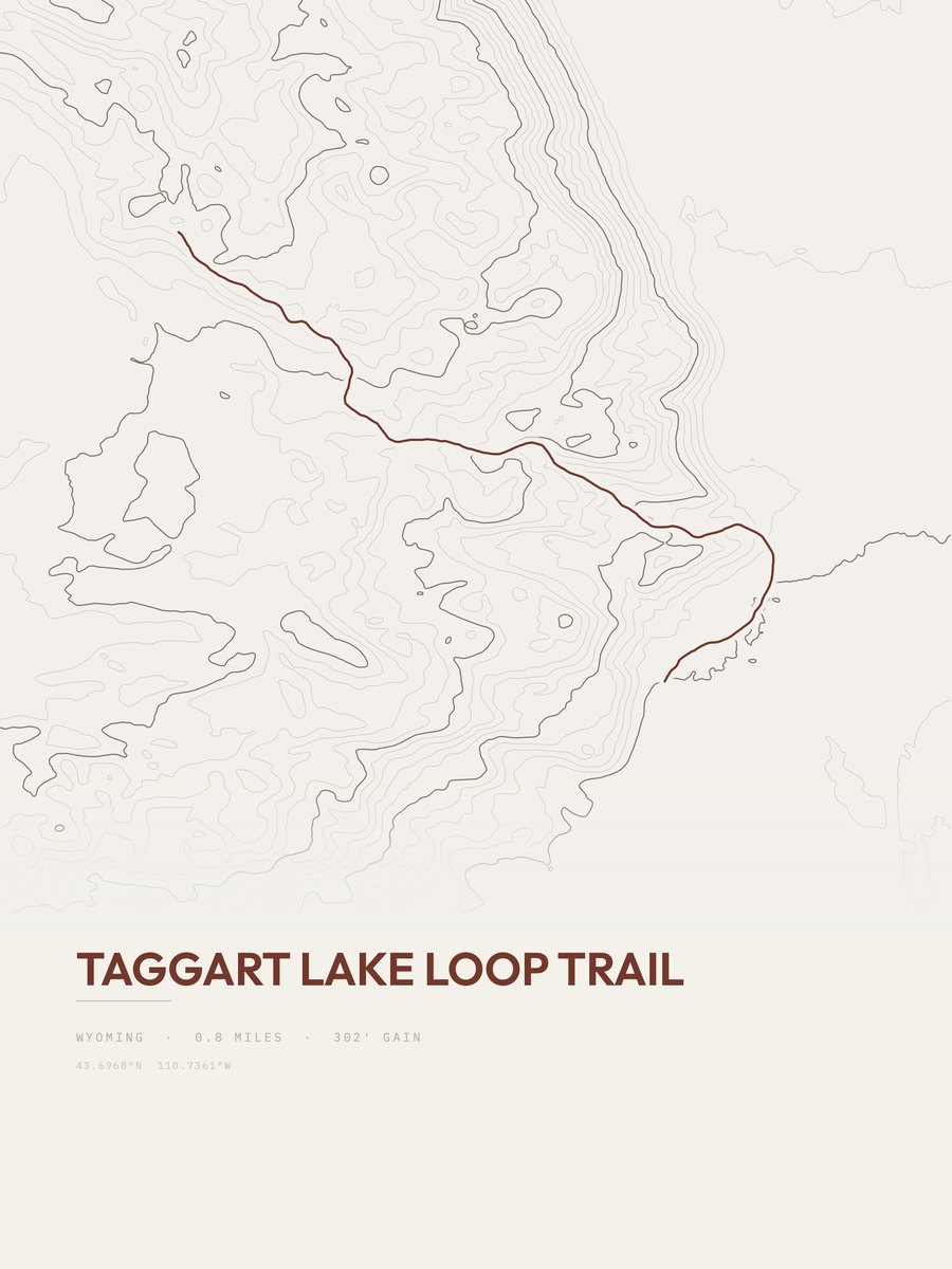 Taggart Lake Loop Trail Topographic print