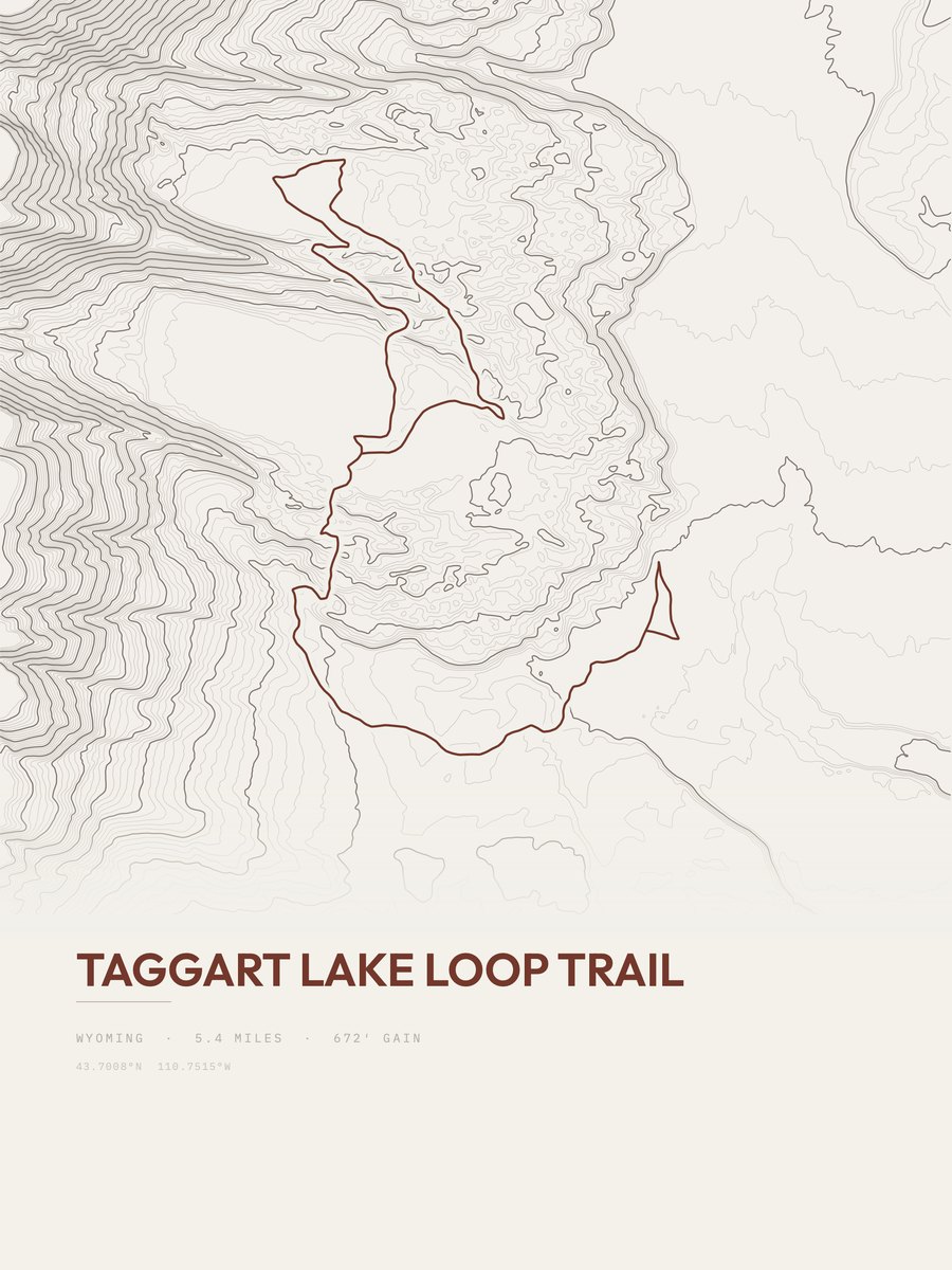 Taggart Lake Loop Trail Topographic print