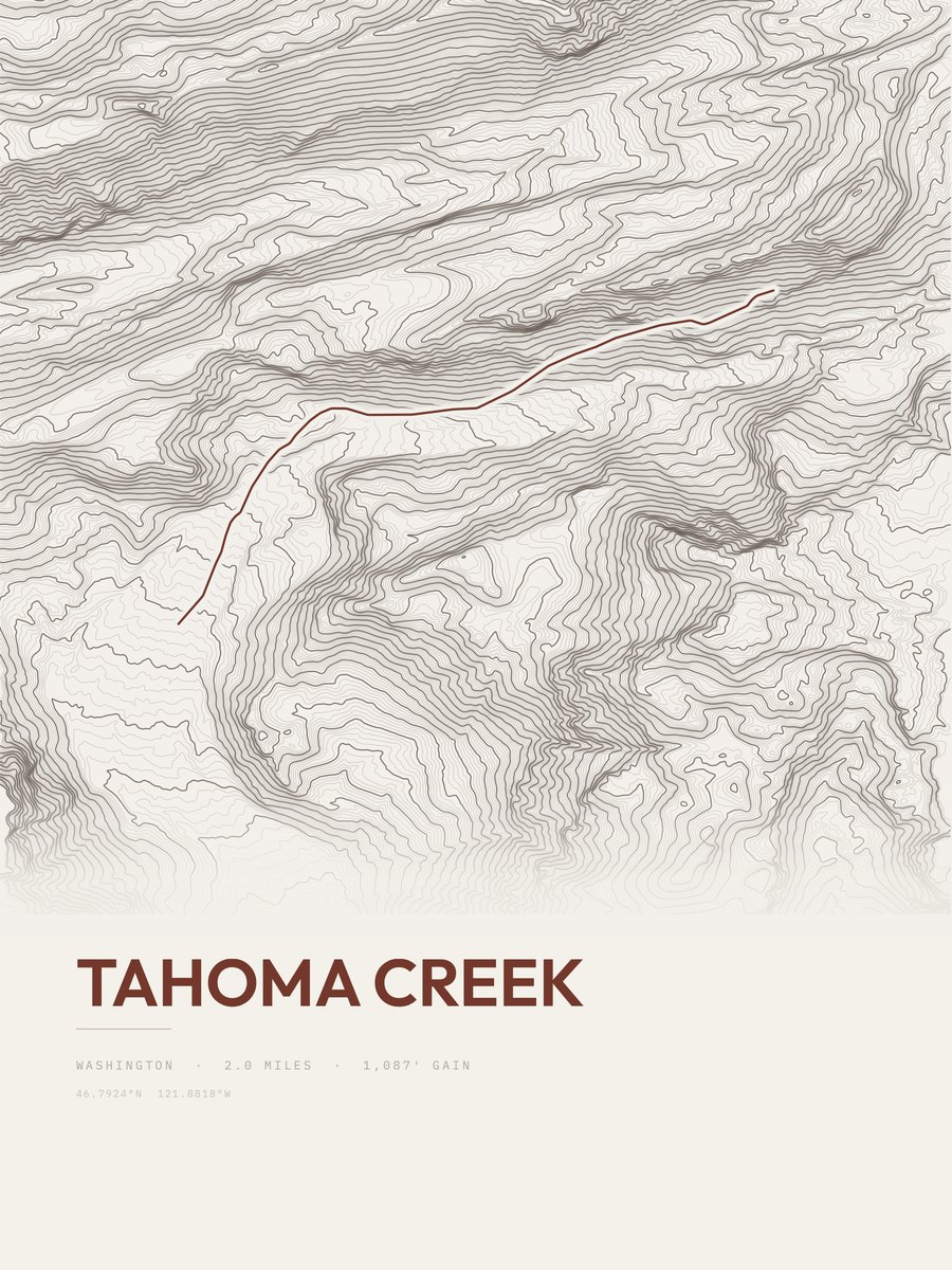 Tahoma Creek Topographic print