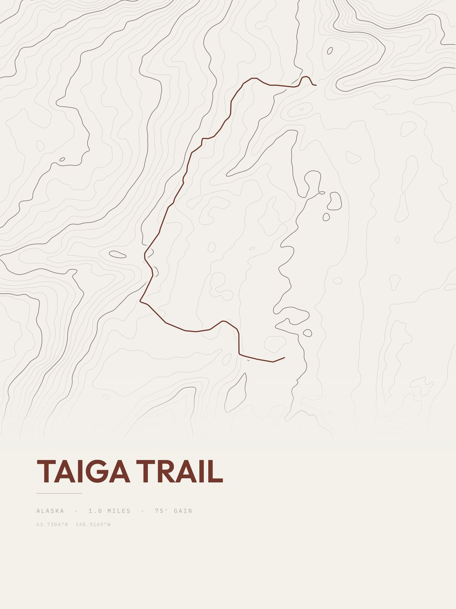 Taiga Trail topographic trail print