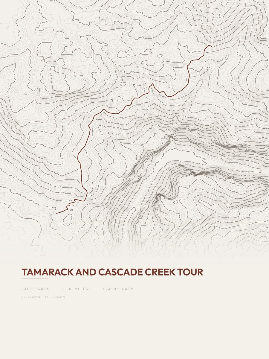 Tamarack and Cascade Creek Tour topographic trail print