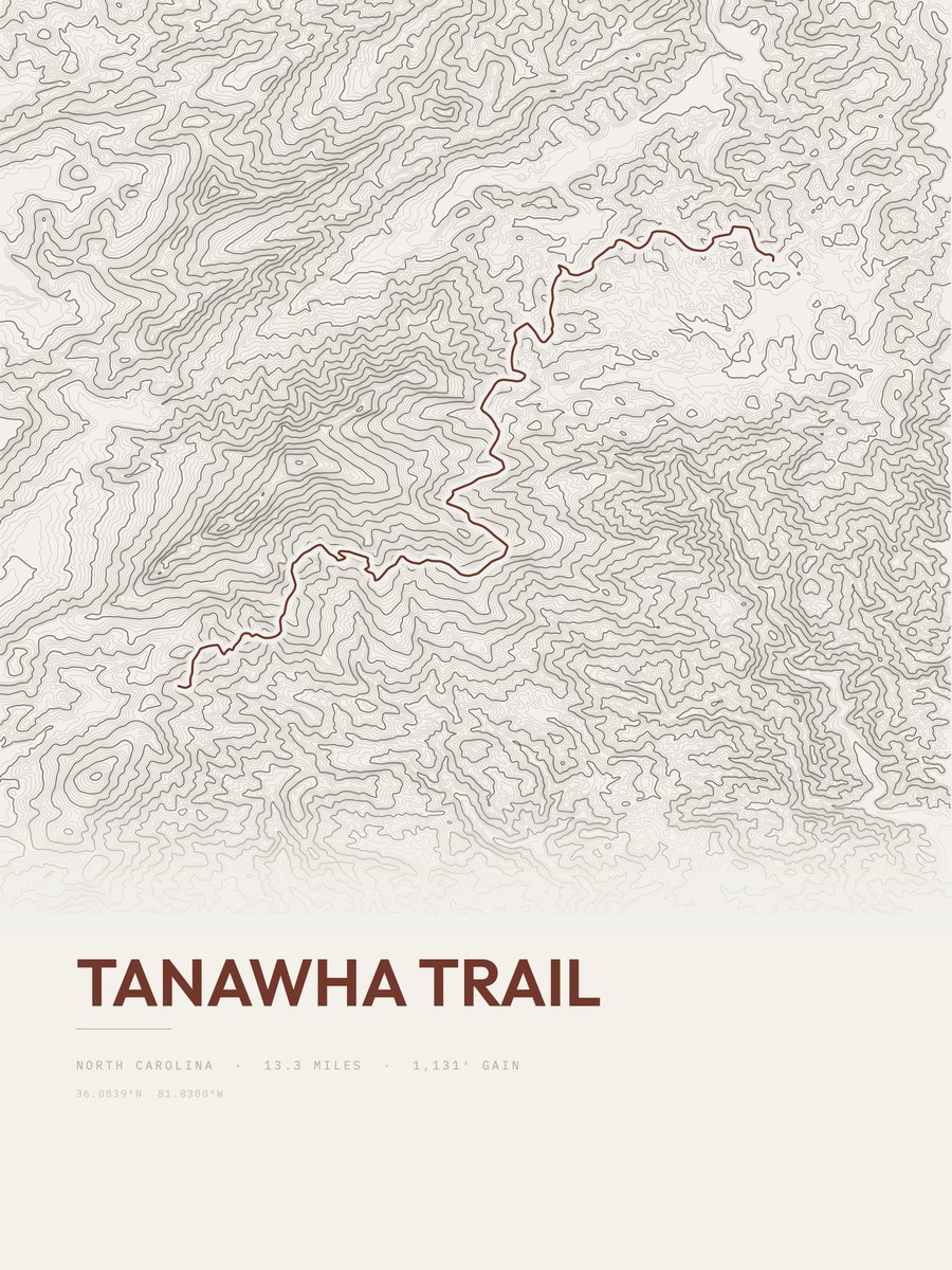 Tanawha Trail topographic trail print
