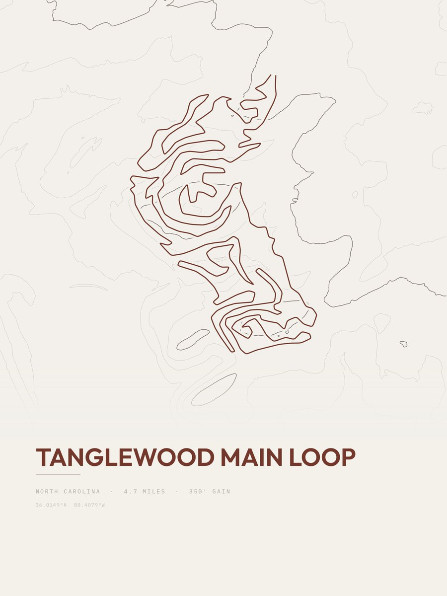 Tanglewood Main Loop Topographic print