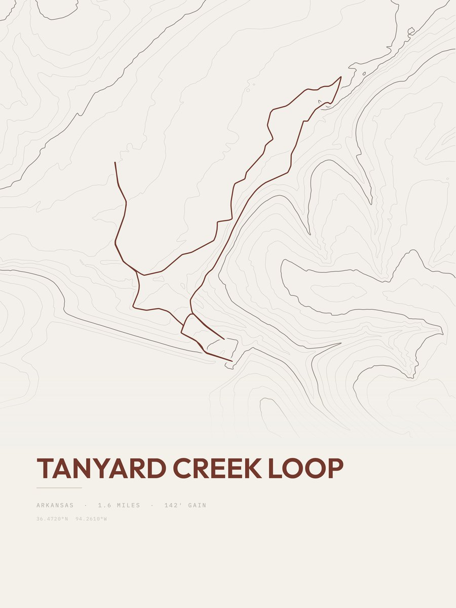 Tanyard Creek Loop topographic trail print