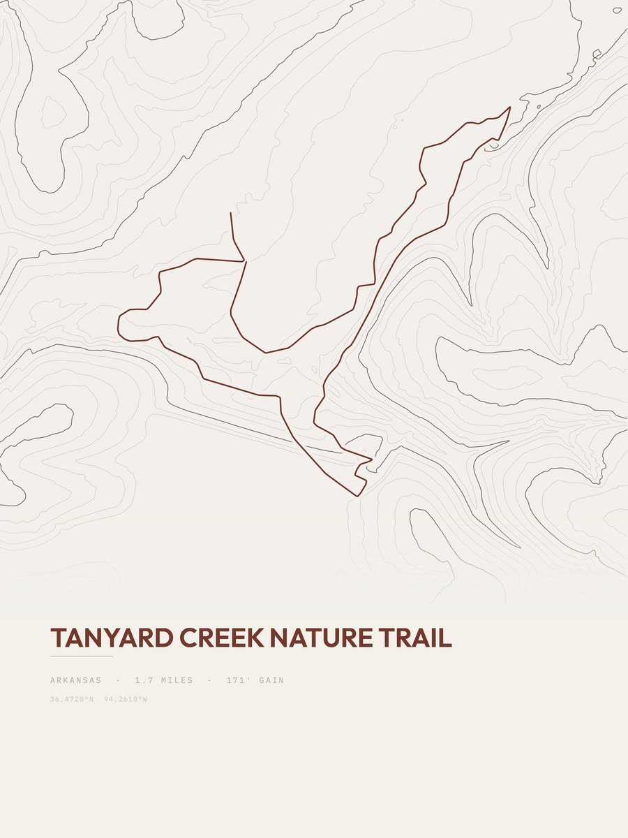 Tanyard Creek Nature Trail topographic trail print