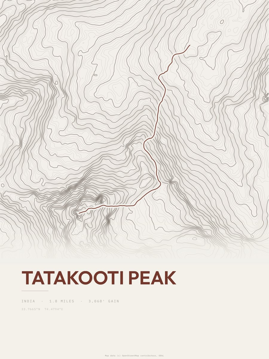 Tatakooti Peak Topographic print