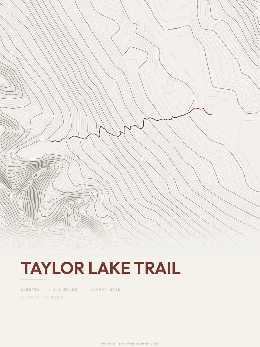 Taylor Lake Trail Topographic print