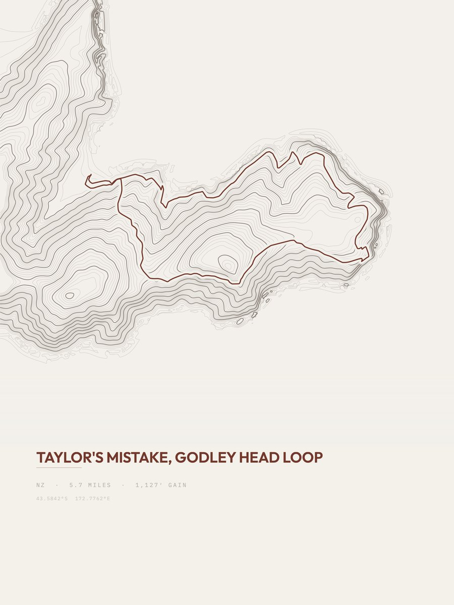 Taylor's Mistake topographic trail print
