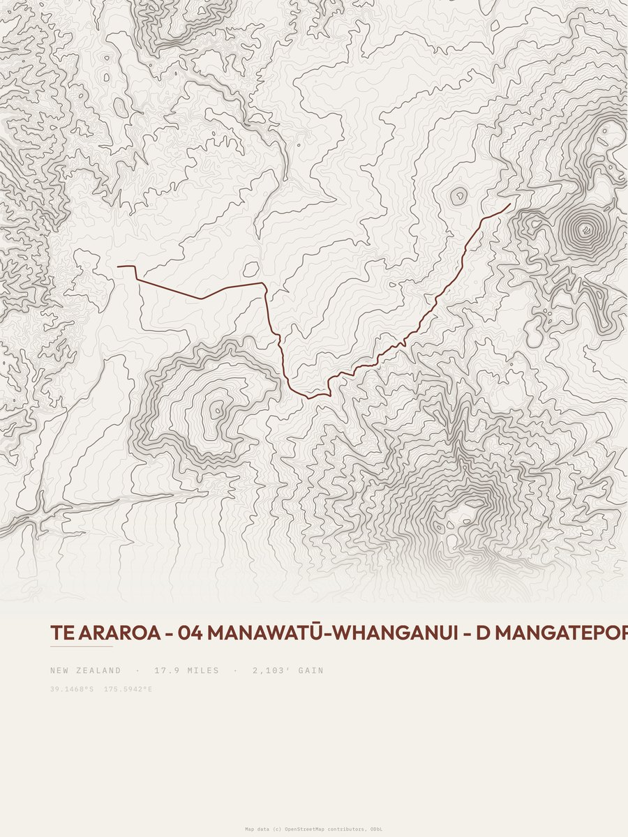 Te Araroa topographic trail print