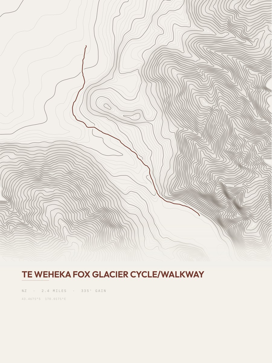 Te Weheka topographic trail print