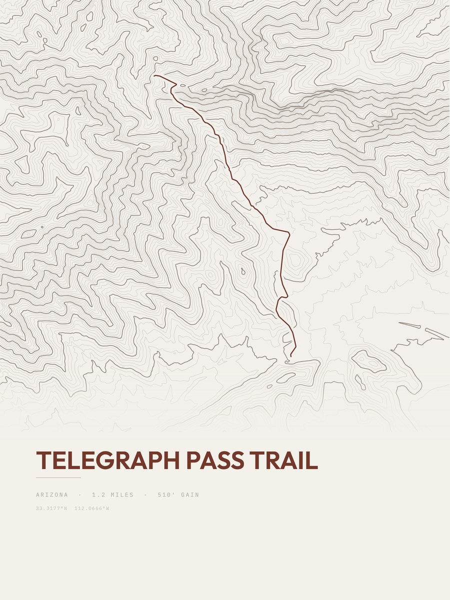 Telegraph Pass Trail Topographic print