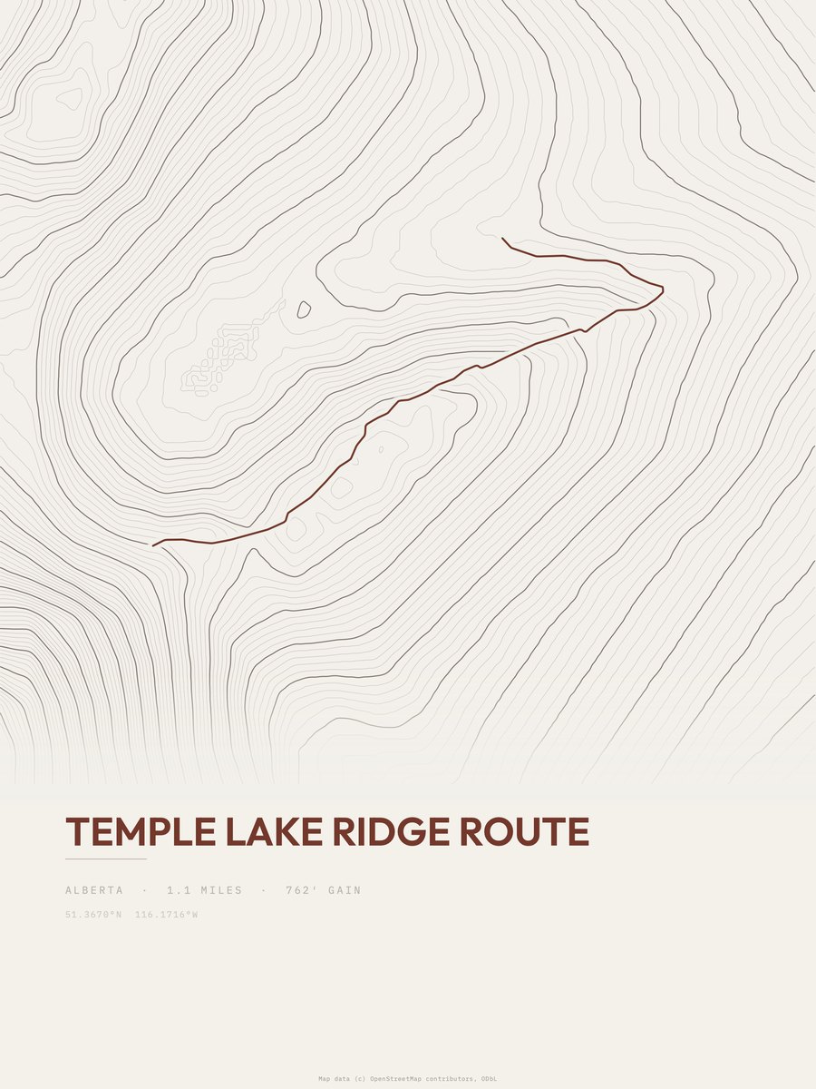 Temple Lake Ridge Route Topographic print