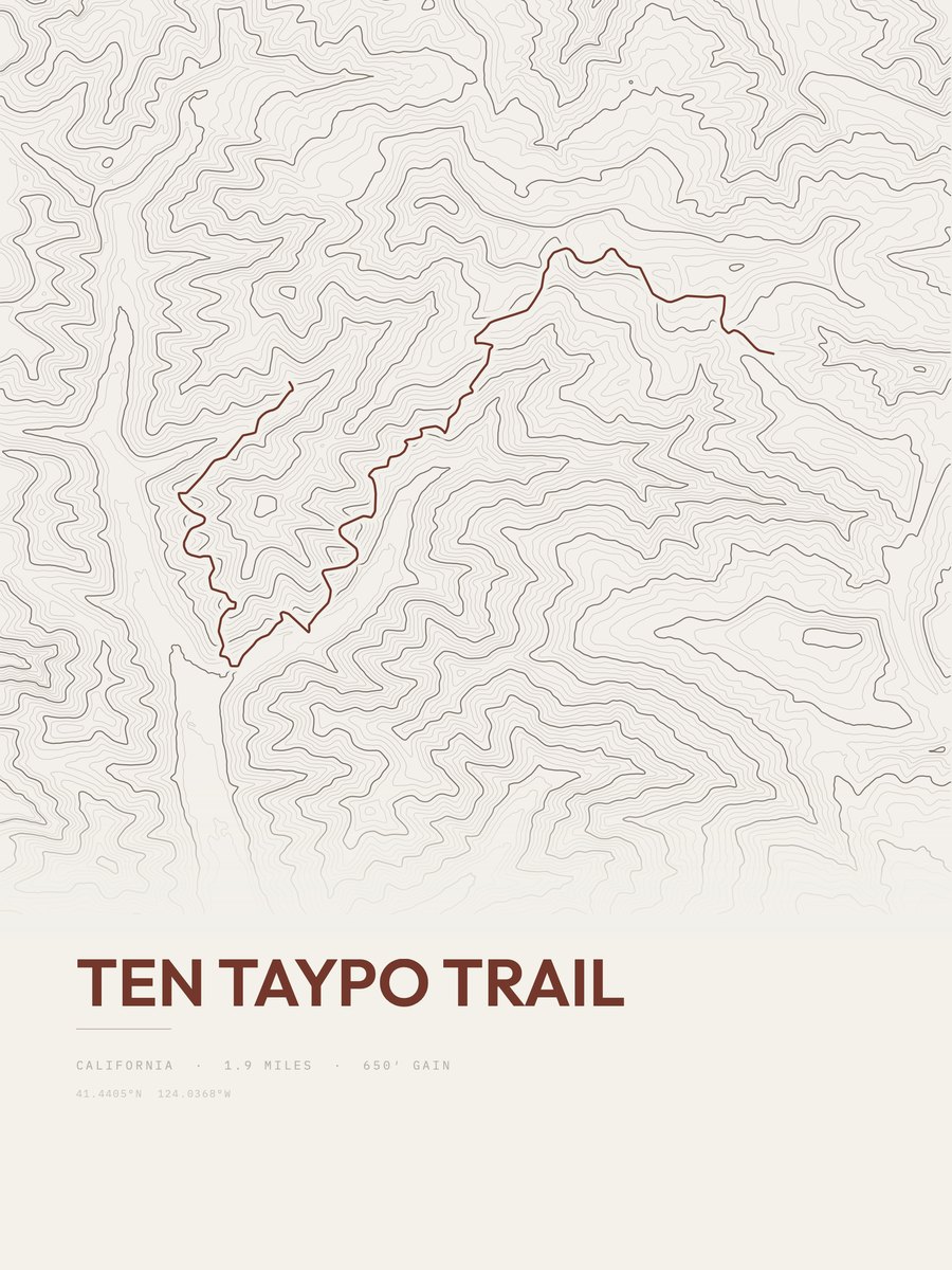 Ten Taypo Trail topographic trail print