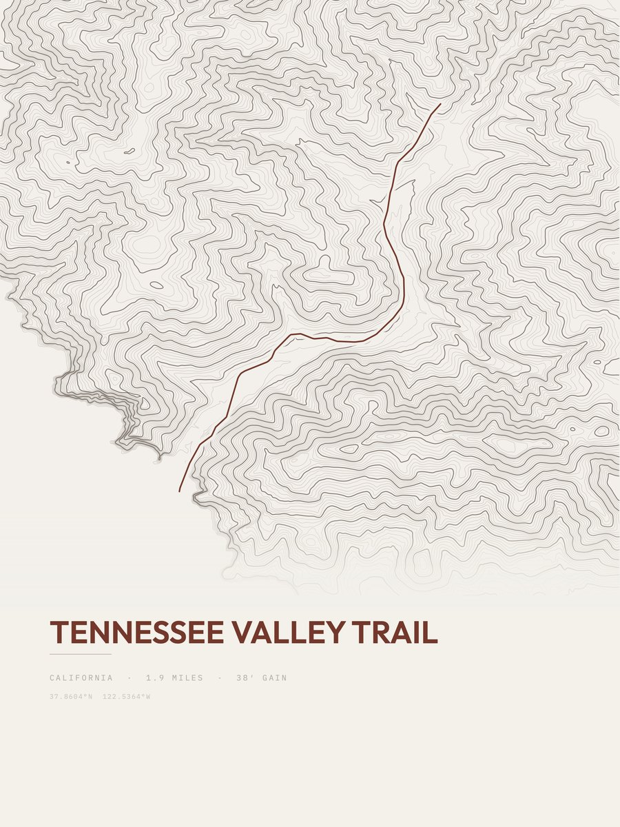 Tennessee Valley Trail Topographic print