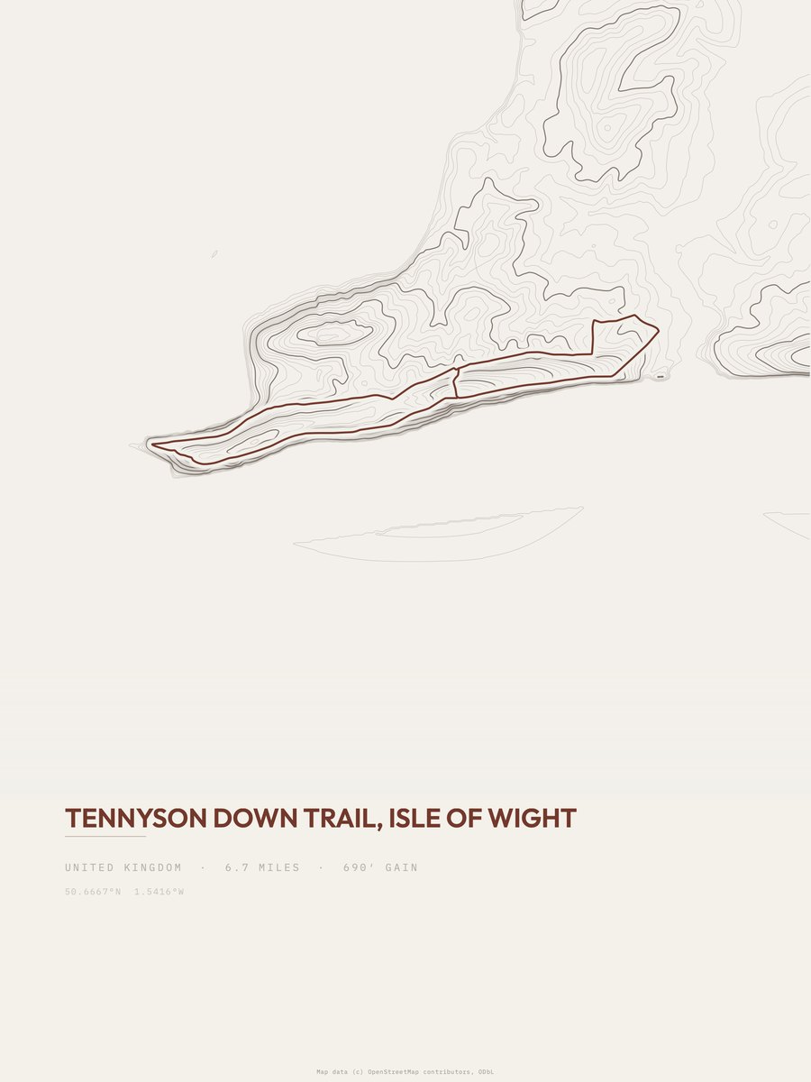 Tennyson Down Trail Topographic print