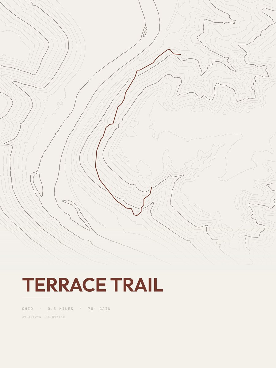 Terrace Trail topographic trail print