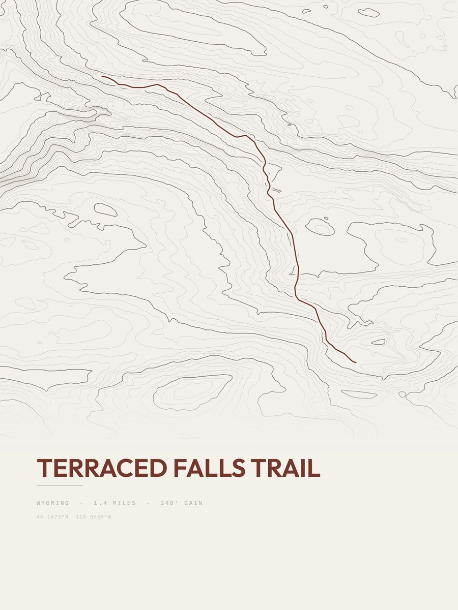 Terraced Falls Trail topographic trail print