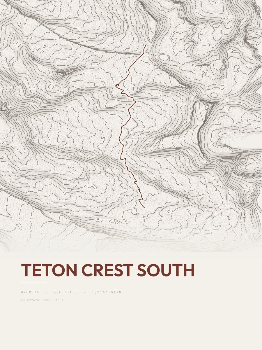 Teton Crest South Topographic print