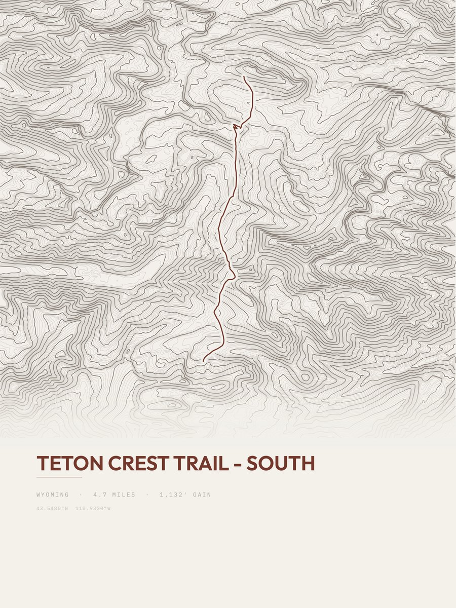 Teton Crest Trail - South Topographic print