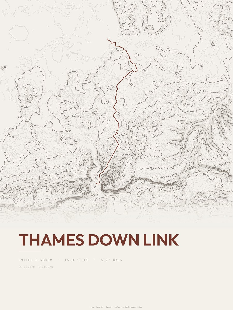 Thames Down Link Topographic print