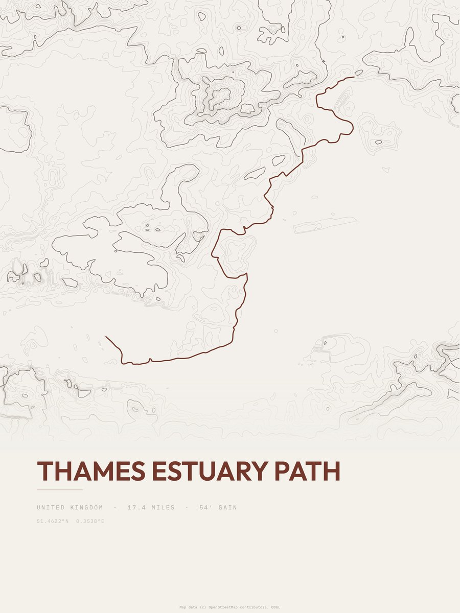 Thames Estuary Path Topographic print