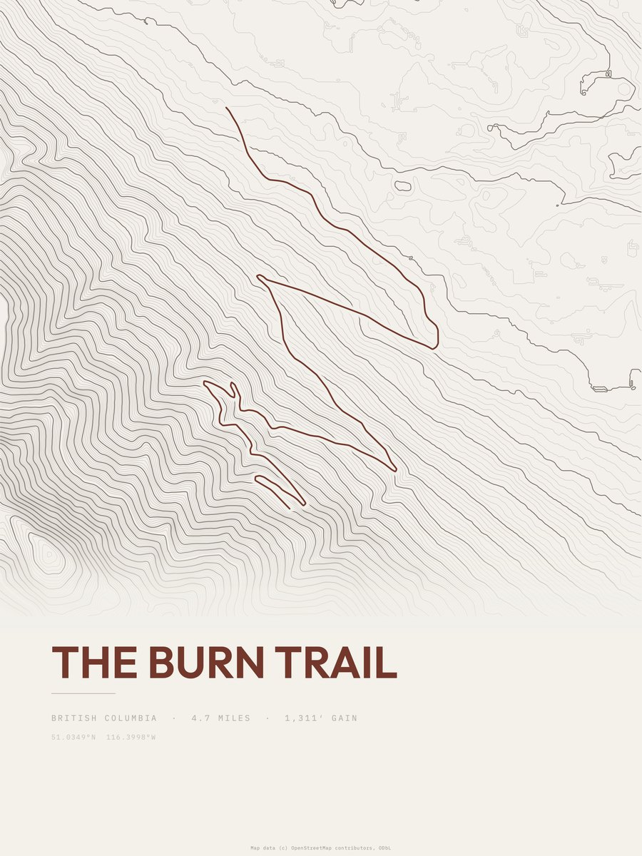 The Burn Trail Topographic print