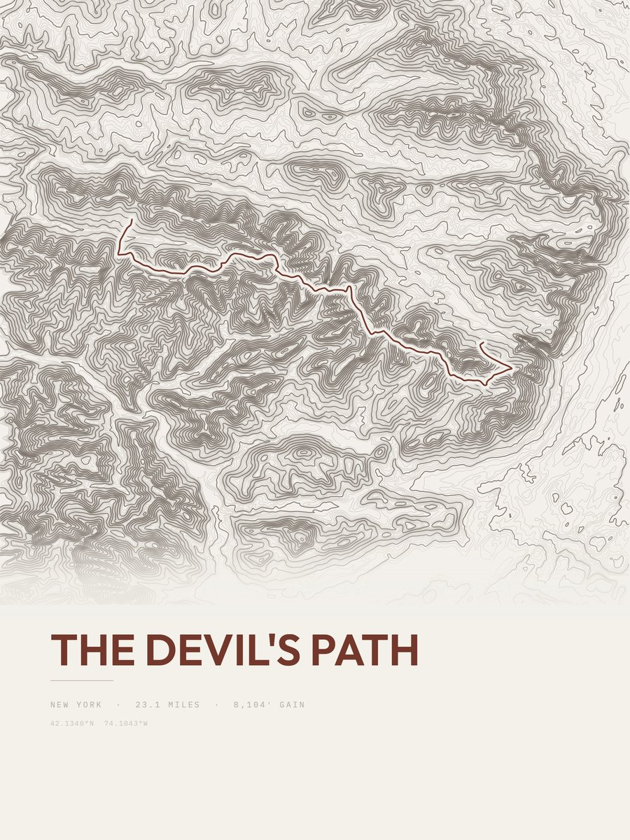 The Devil's Path topographic trail print