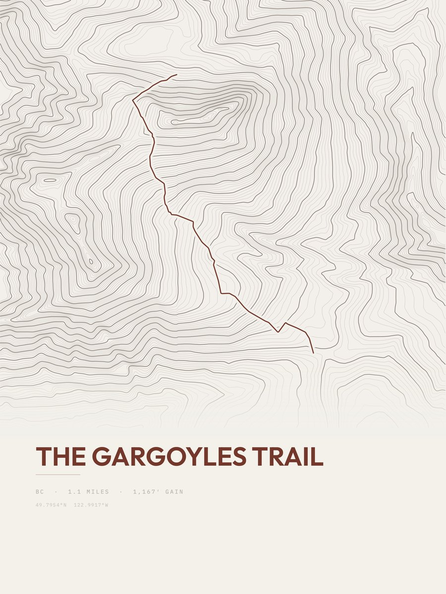 The Gargoyles Trail Topographic print