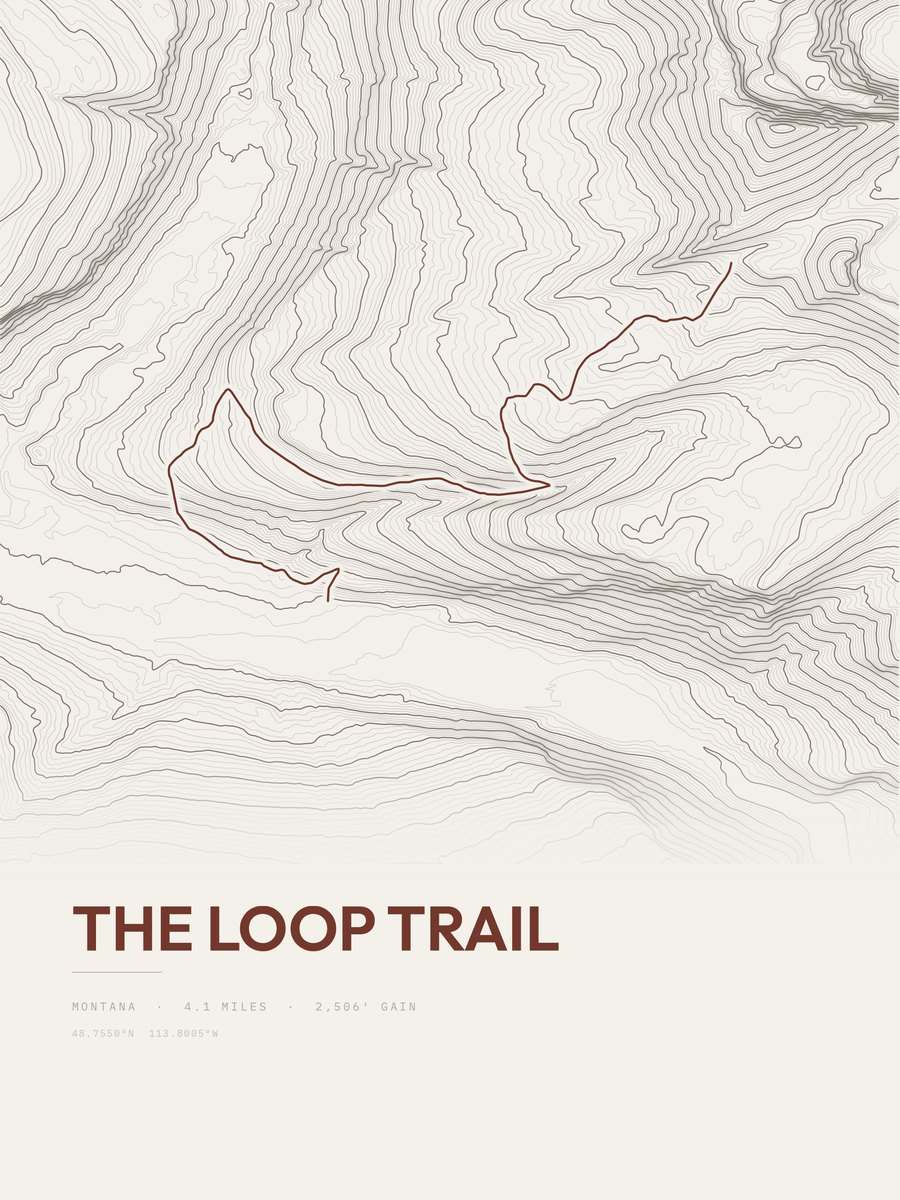 The Loop Trail Topographic print