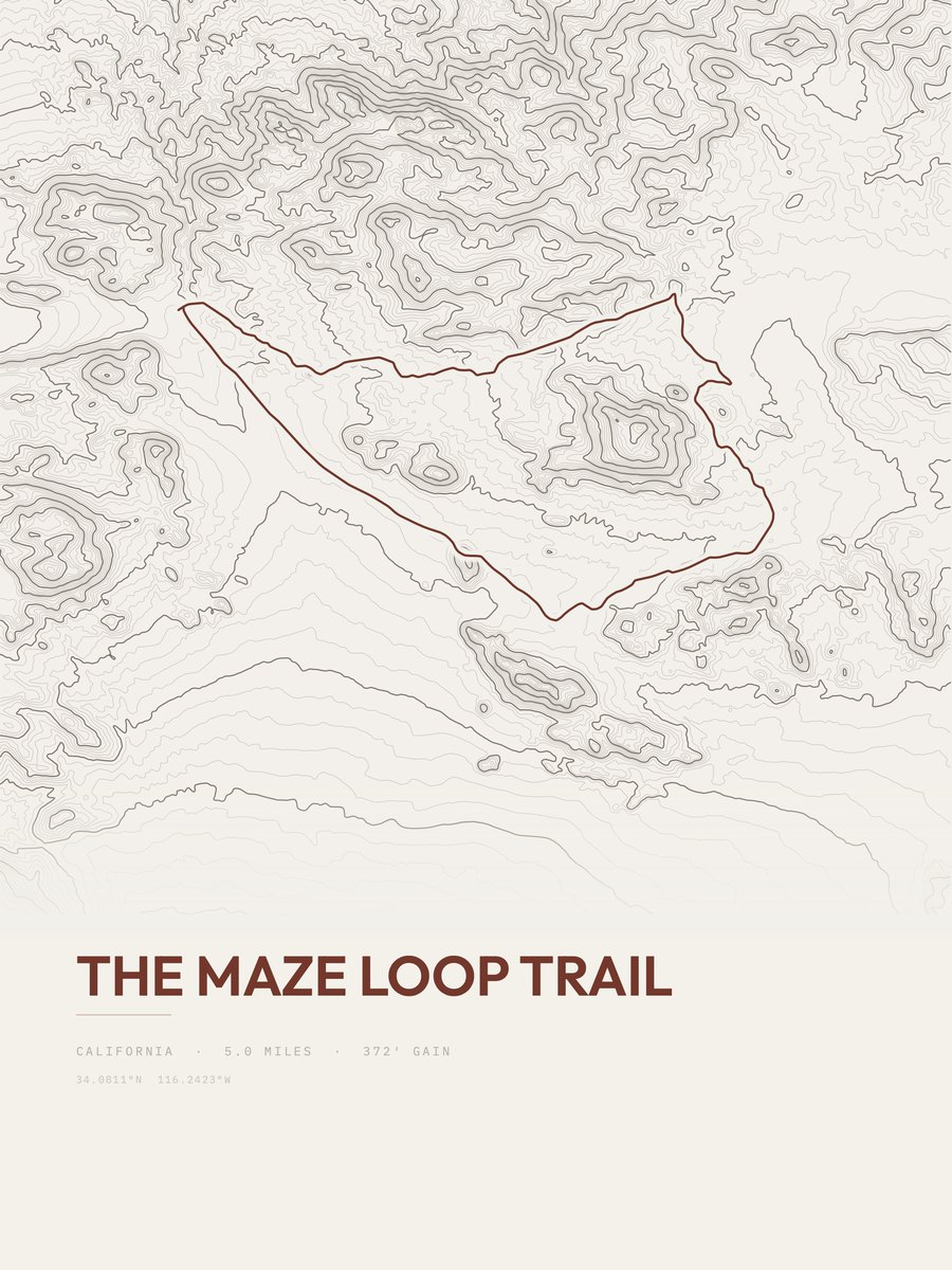 The Maze Loop Trail Topographic print