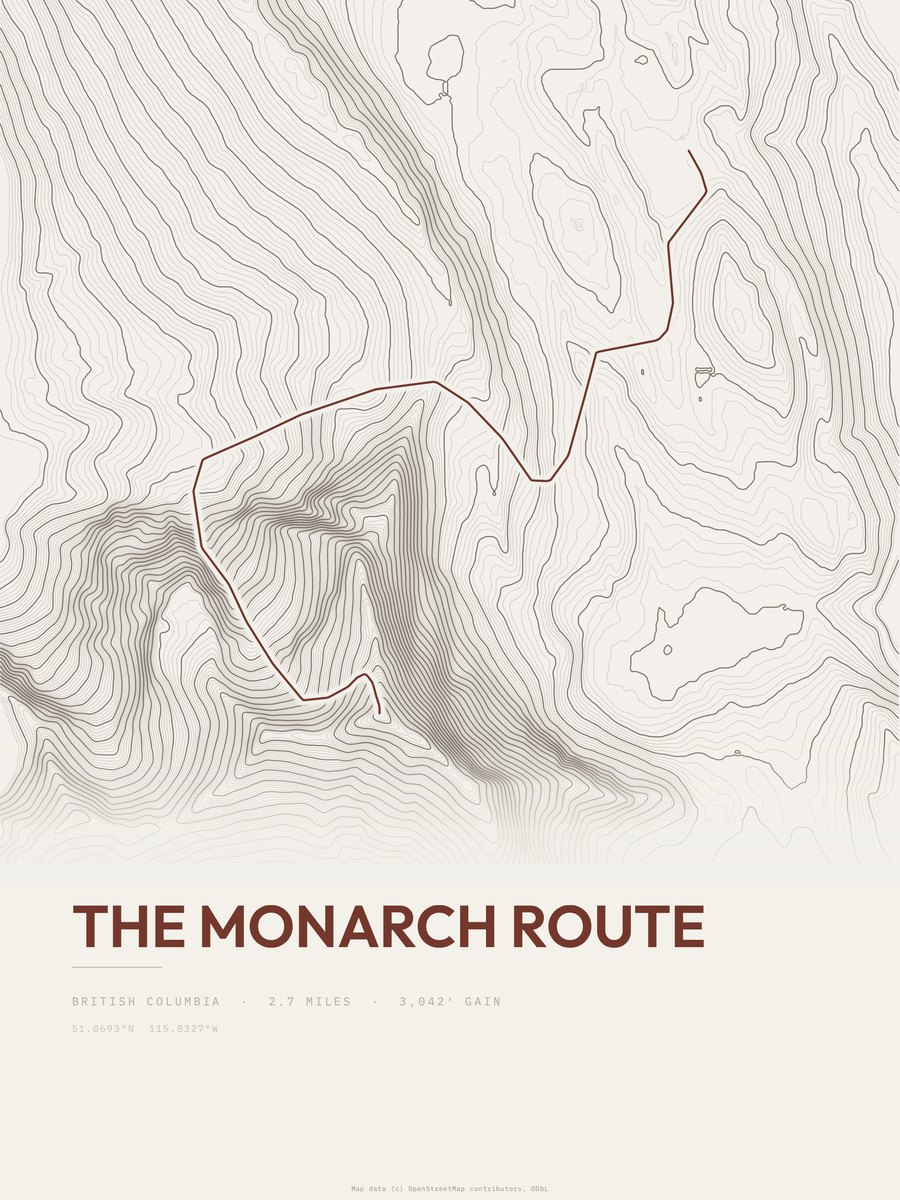 The Monarch Route Topographic print