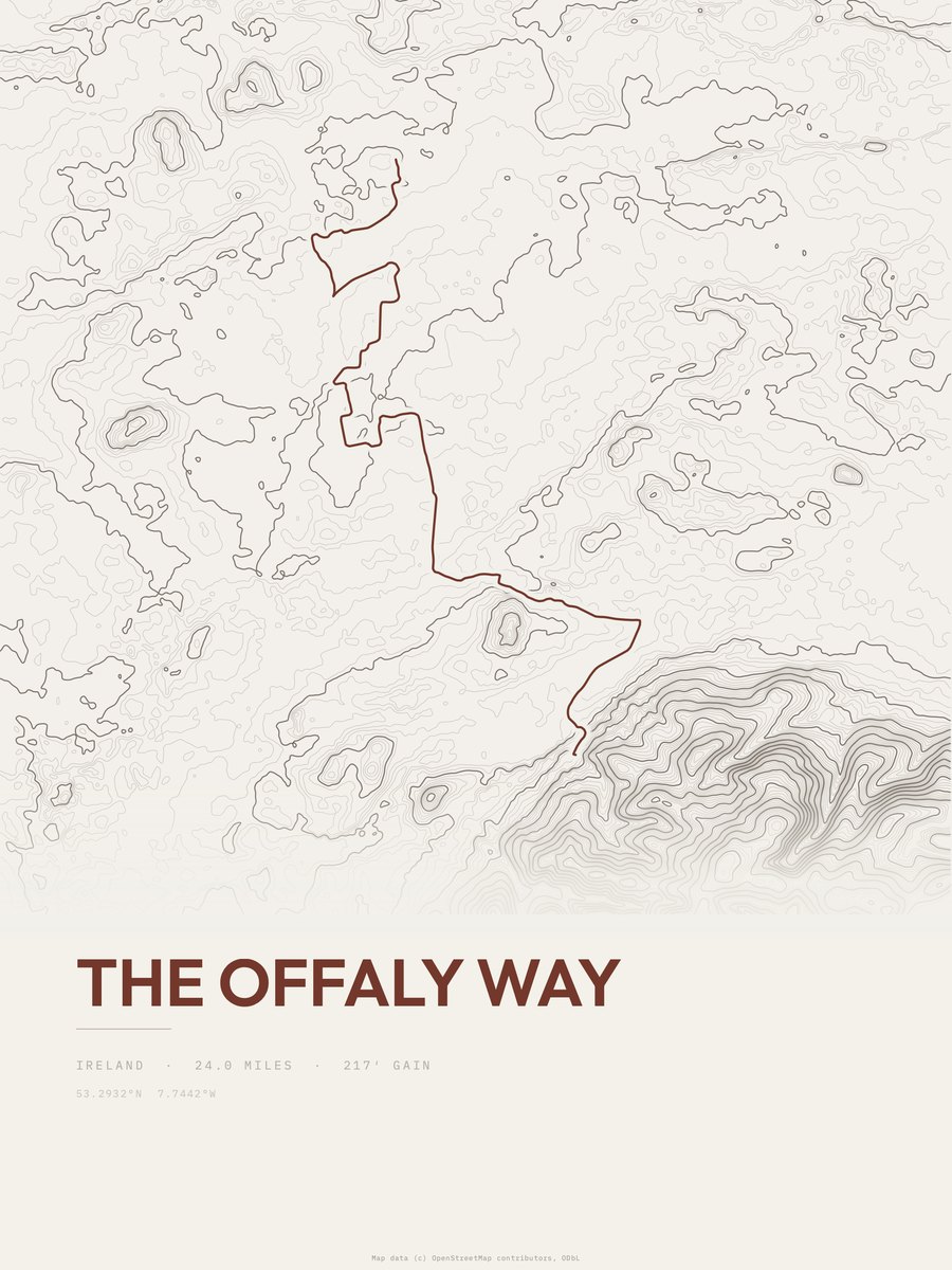 The Offaly Way Topographic print