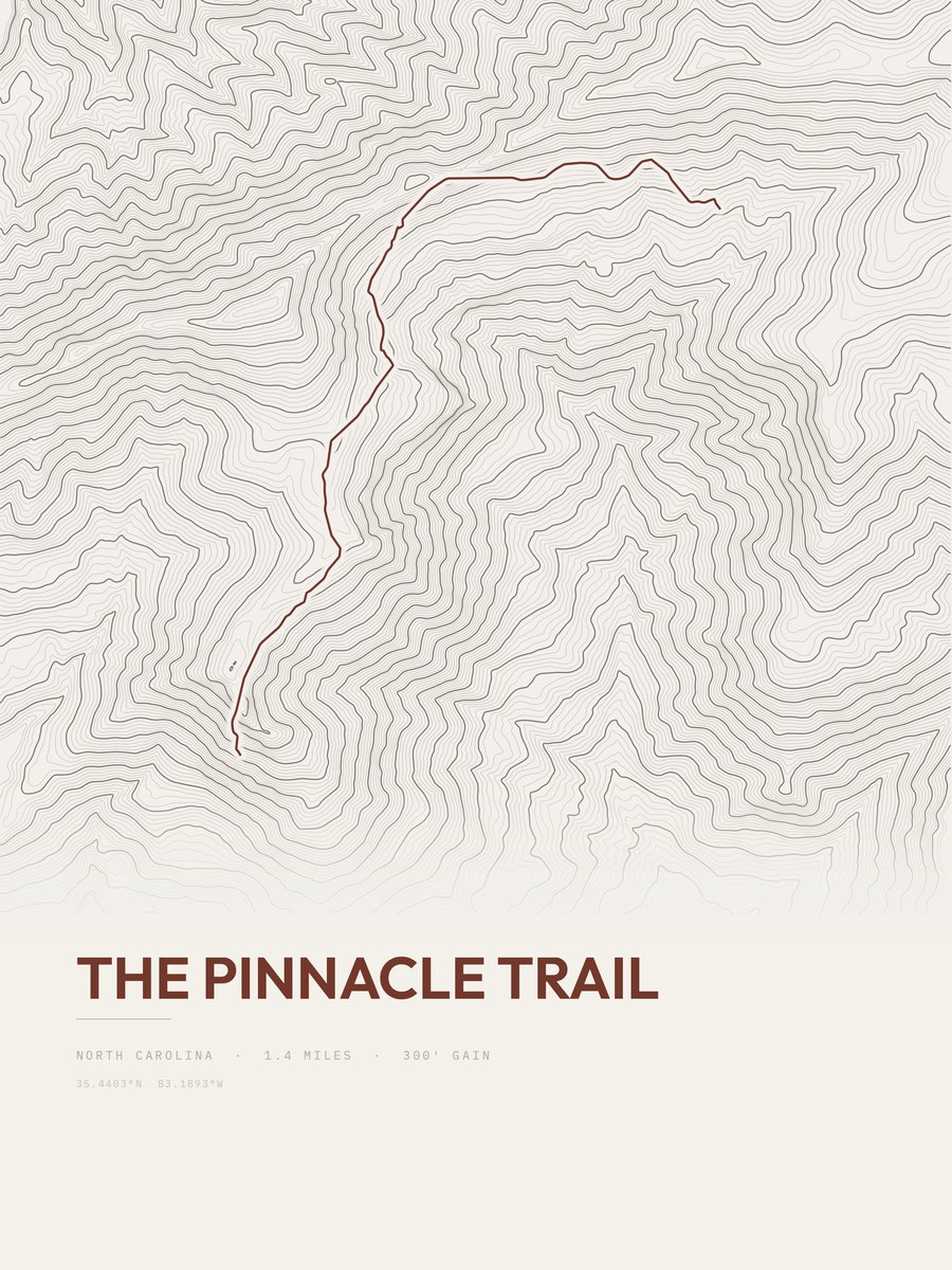 The Pinnacle Trail topographic trail print
