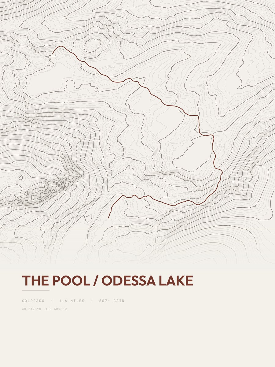 The Pool / Odessa Lake Topographic print