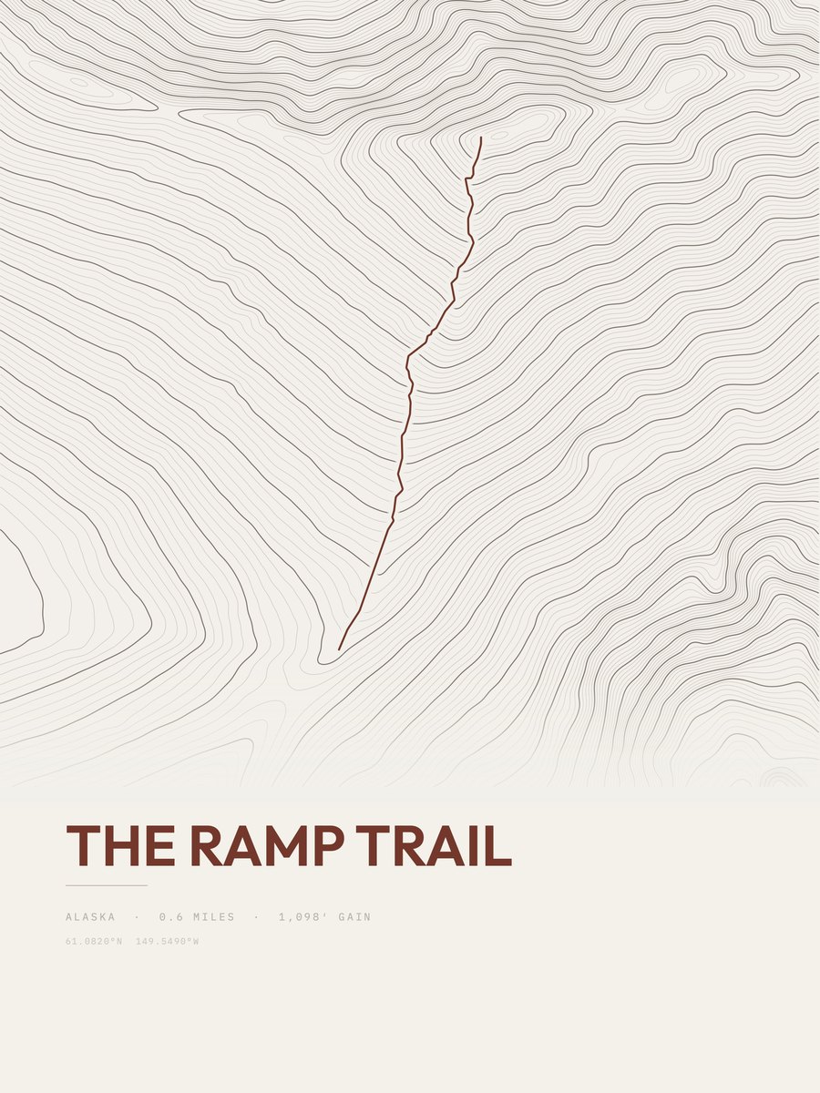 The Ramp Trail topographic trail print