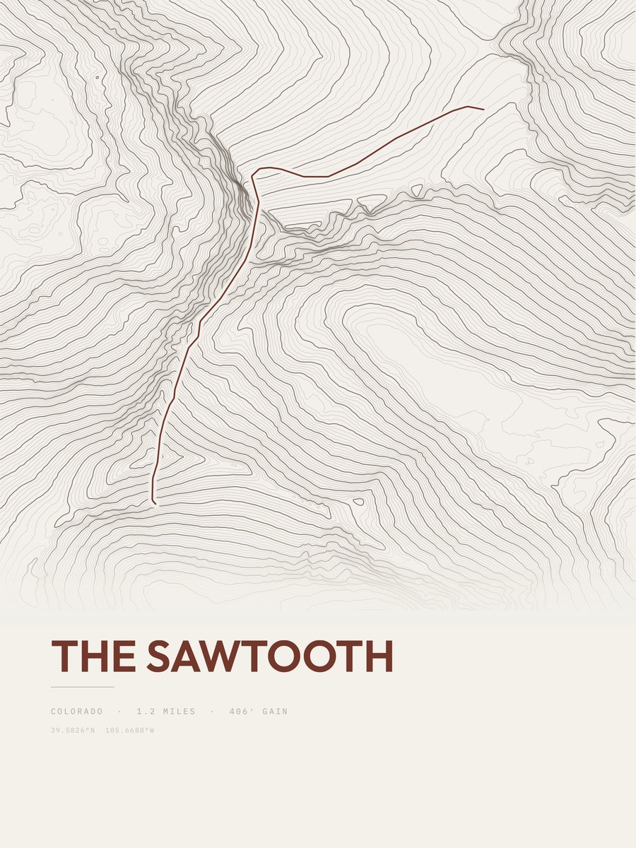 The Sawtooth topographic trail print