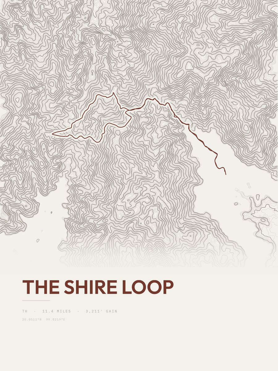 The Shire Loop topographic trail print