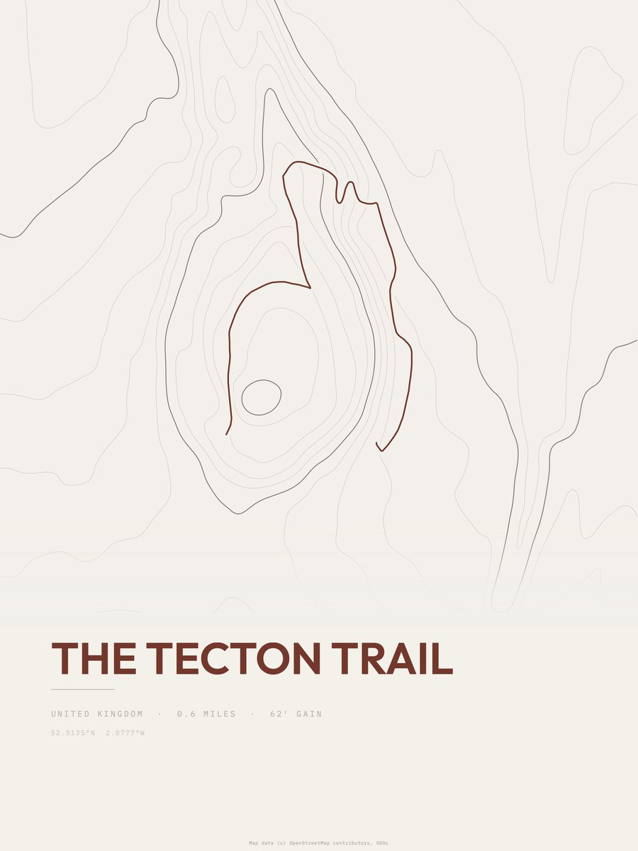 The Tecton Trail topographic trail print