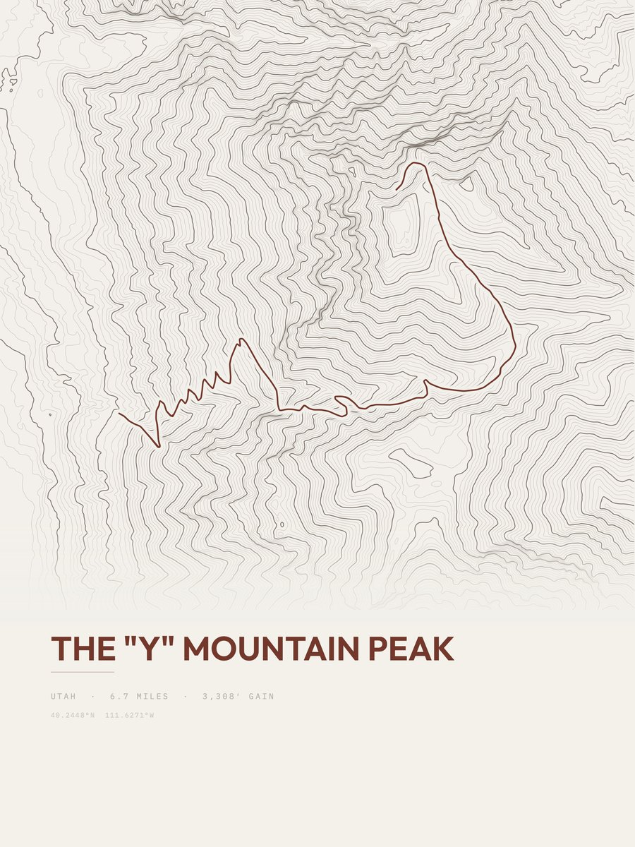 The "Y" Mountain Peak topographic trail print