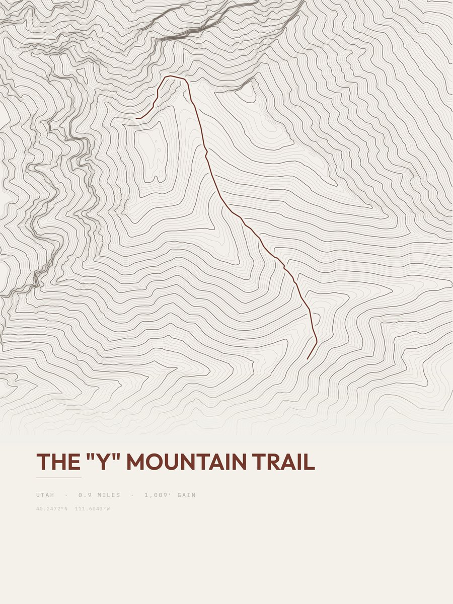 The "Y" Mountain Trail topographic trail print