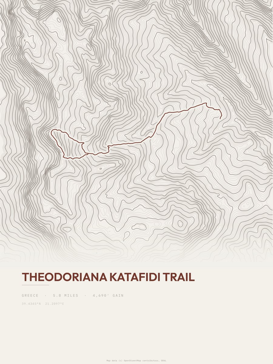 Theodoriana Katafidi Trail topographic trail print