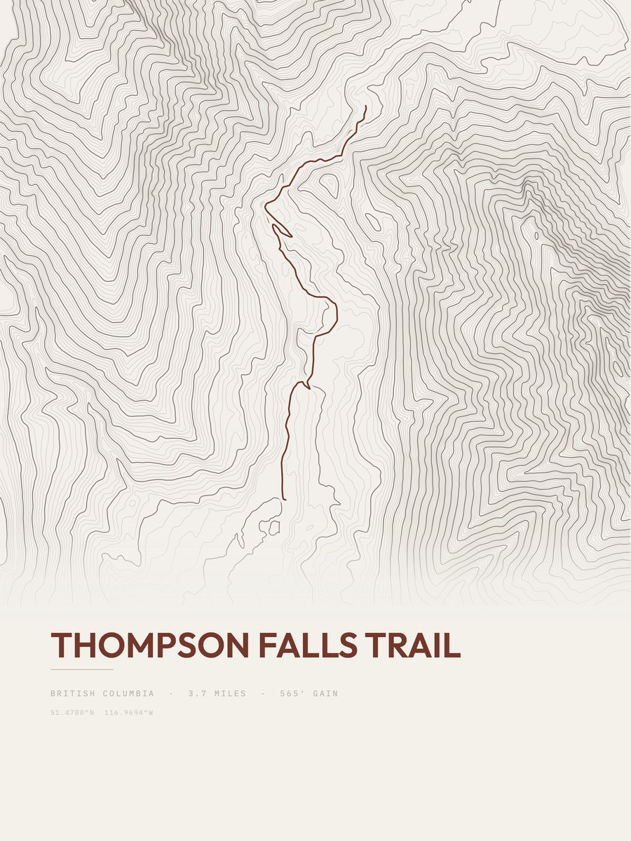 Thompson Falls Trail topographic trail print